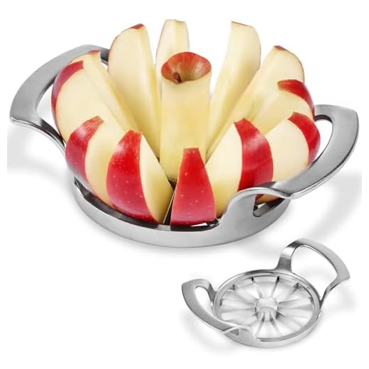 LIVSGNISTA Upgraded Apple Slicer and Corer,12-Blade Sharp Stainless Steel Fruit Cutter-Frosted Handle Comfortable to Use,Apple Core Remover Tool