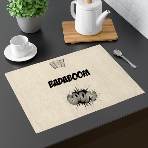 Sets de table en lin Oh Badamboom grand format 40x28.5 cm style comics