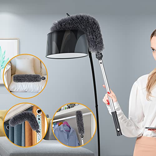 Znm Kitchen Broom Indoor Outdoor Broom With Soft Bristles, 55.1" Long Handle Angle Brooms For Sweeping Patio Garage Office Lobby Heavy Duty Broom - Build-In Microfiber Duster #TOP5