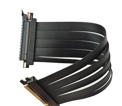 lilila-ree PCIe 4.0 x16 Riser Cable 20cm – 180 Degree Right Angle PCI-E Gen4 GPU Extension Cable, High Speed Shielded Flexible Graphics Card Extender for Vertical Mount Gaming PC Case (Black)