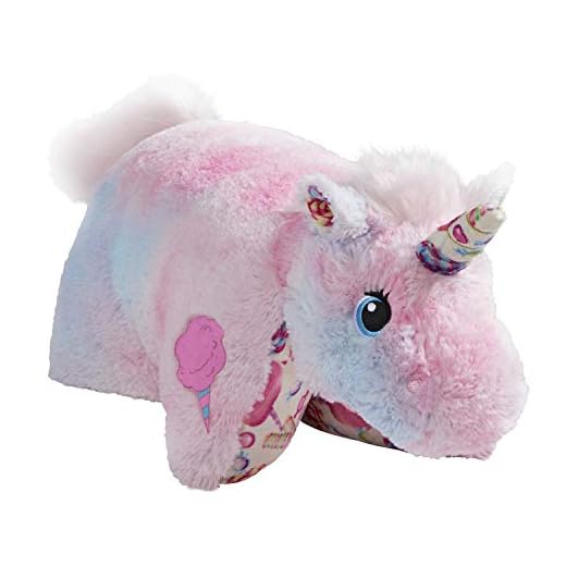 Pillow Pets 18” Sweet Scented Cotton Candy Unicorn Stuffed Animal Plush Toy, Pink