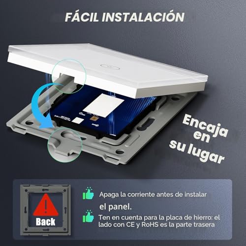 Miniatura 8 de Bseed Interruptor De Pared Wifi,Interruptor Inteligente 1 Gang 1 Vía Con Pantalla Táctil Blanco,Compatible Con Alexa, Google Home, Control De App Y Función De Temporizador Se Necesita Neutro