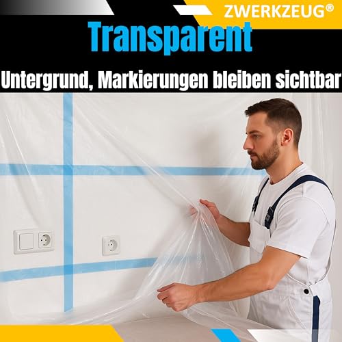 10x ZWERKZEUG® 10 Stück Set je 4m x 5m Maler Abdeckfolie Transparente Staubschutzfolie Plastikplane Allzweck-Folie Malerplane Malerfolie Abdeckvlies Abdeckplane Malerarbeit (Normal x 10 Stück)