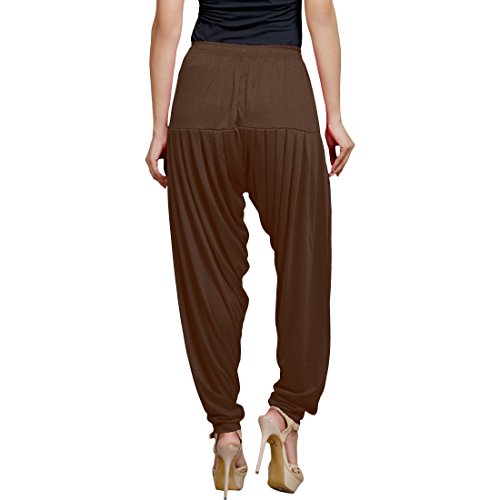 Women's Cotton Spandex Patiala Pants – Stretchable Ethnic Bottom Wear with Pleats for Casual & Traditional Outfits (Mocha Brown)3