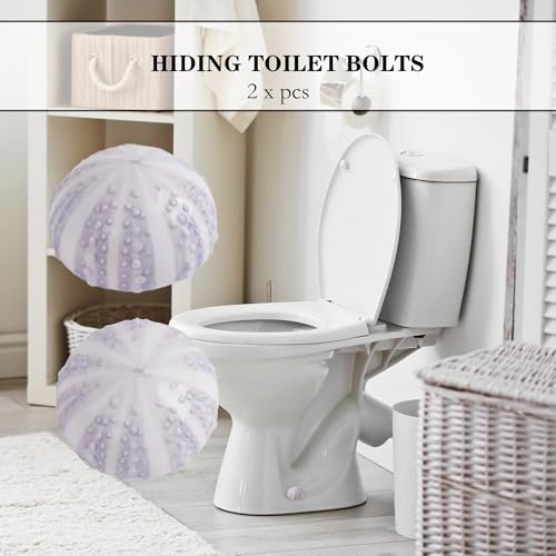 Image of ZUNON Toilet Bolt Covers, Decorative Toilet Bolt Caps, Ceramic Cute Screw Cover Caps for Botton Bathroom Decor Easy Installation Set of 2 (Purple sea Urchin)