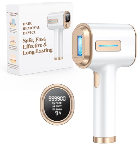 Glattol IPL Laser Hair Removal - 3X Faster with 0.8s Quick Flash, Painless & Long Lasting, at-Home Hair Removal Device for Whole Body Treatment, 9 Intelligent Levels for Customised Comfort, White