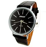  Montre Homme Cuir Noir Fond Noir All Black Argent