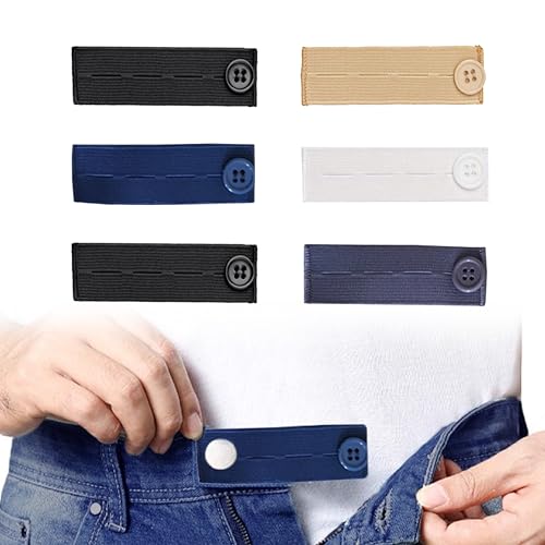 Tzwhwcx Elastic Button Extenders for Jeans, 6PCS Maternity Pants Extender, 3 Button Holes Waist Extenders for Pants for Women/Men/Pregnant Women/Weight Gain for Different Kinds of Pants