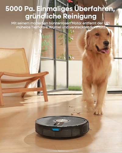uninell Saugroboter mit Wischfunktion 5000Pa, Staubsauger Roboter 3 in 1 mit 180Min Laufzeit, Staubsaugroboter mit Auto-Teppich-Boost Roboterstaubsauger für Tierhaare Teppich Böden, APP Steuerung