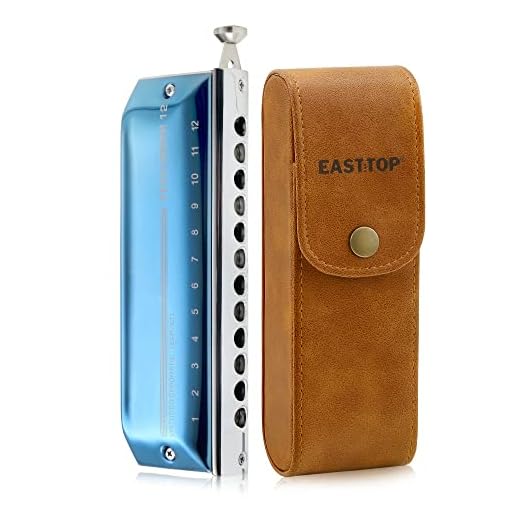 East top Upgrade Chromatic Harmonica 12 Hole 48 Tone Key of C, Chromatic Mouth Organ Harmonica For Adults,Students and professionals with Blue Cover (EAP-12)