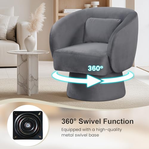Sillón giratorio tapizado en peluche Gris miniatura 5