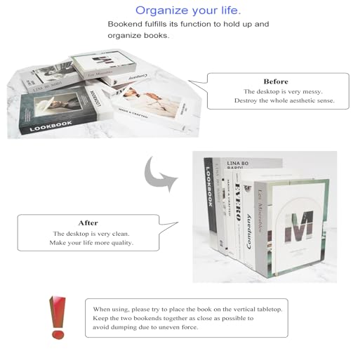 image for Merrynine Book Ends, 8 Pcs Acrylic Bookends for Shelves, Clear Book Ho