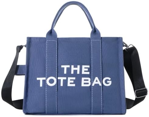 Ponfum Tote Bags for Women Casual Canvas Tote Bags with Zipper Handbags Shoulder Bags Crossbody Hobo Bag for Office School Shopping Travel