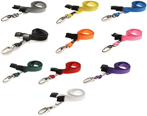 PCL Media ltd® 10 ID Card Pass Badge Holder Neck Strap Safety Breakaway Lanyard (Mixed Metal Clip)