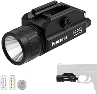1200 Lumens Rail Mounted Compact Pistol Light LED Strobe Tactical Gun Flashlight Weaponlight for Picatinny MIL-STD-1913 and Glock Pistol Weapon Light with 2 x CR123A Lithium Batteries