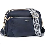 HILAEX Crossbody Bags for Women, Cross Body Bag Women with Anti-Theft Function 4 Zip Compartments, PU Leather Shoulder Handbag with Adjustable Wide Strap Blue