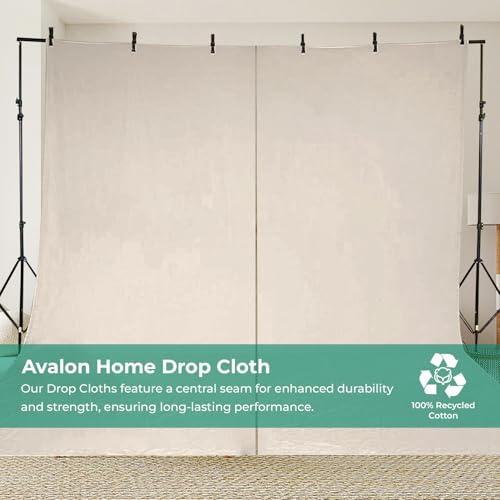 Avalon Home Canvas Drop Cloth for Painting 9x12 feet Pack of 2-8oz Painters Drop Cloths for Painting - All Purpose Canvas Tarps for Floor & Furniture Protection - Recycled Cotton Fabric