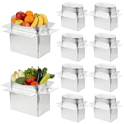 10 Pack Insulated Shipping Boxes - 10.2"x5.9"x7" Cold Shipping Boxes with Aluminium Foil Liner, Reusable Waterproof Cooler Kits, Foldable Leakproof Cooler Cartons for Frozen Food,Seafood & Desserts