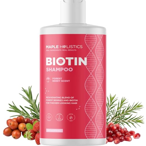 Image of Fruity Biotin Shampoo for Thinning Hair - Volumizing Shampoo for Fine Hair with B Vitamins Rosemary Pomegranate & Strawberry Oils - Paraben Silicone and Sulfate Free Vegan Formula (16 Fl Oz)