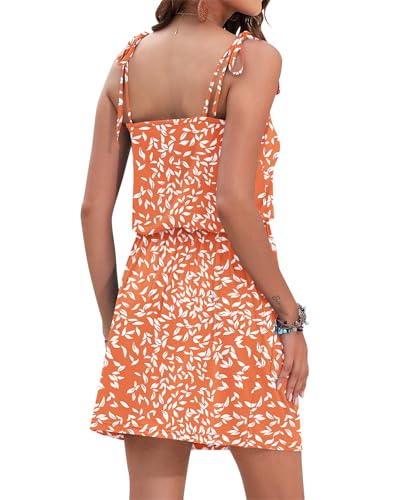 Image of AUSELILY Womens Summer Dresses Sleeveless Spaghetti Strap Beach Cover up Drawstring Waist Mini Short Dress with Pockets