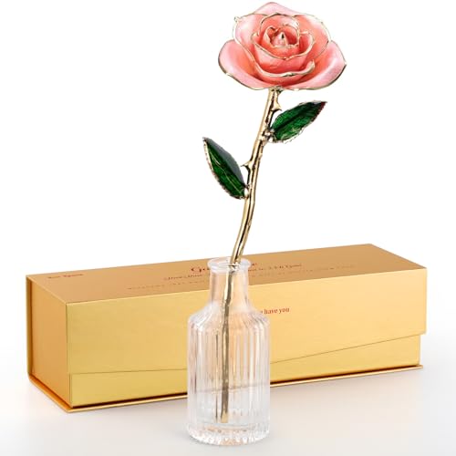 Image of 24K Gold Dipped Real Rose, One of a Kind Gift for Her, Pink