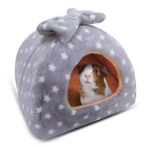 Image of HOMEYA Small Animal Pet Bed, Sleeping House Habitat Nest for Guinea Pig Hamster Hedgehog Rat Chinchilla Hideout Bedding Snuggle Sack Cuddle Cup Cage Accessories with Removable Washable Mat- XL(Grey)