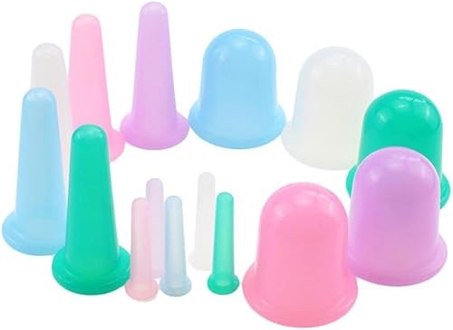 Miniatura 7 de Masajeador corporal al vacío, tarro de masaje corporal suave, ventosas manuales de silicona, latas de masaje chino para cuello facial (2 unidades,