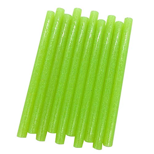 Lot de 10 bâtons de colle colorés à paillettes vertes de 7 mm pour mini travaux manuels et réparation