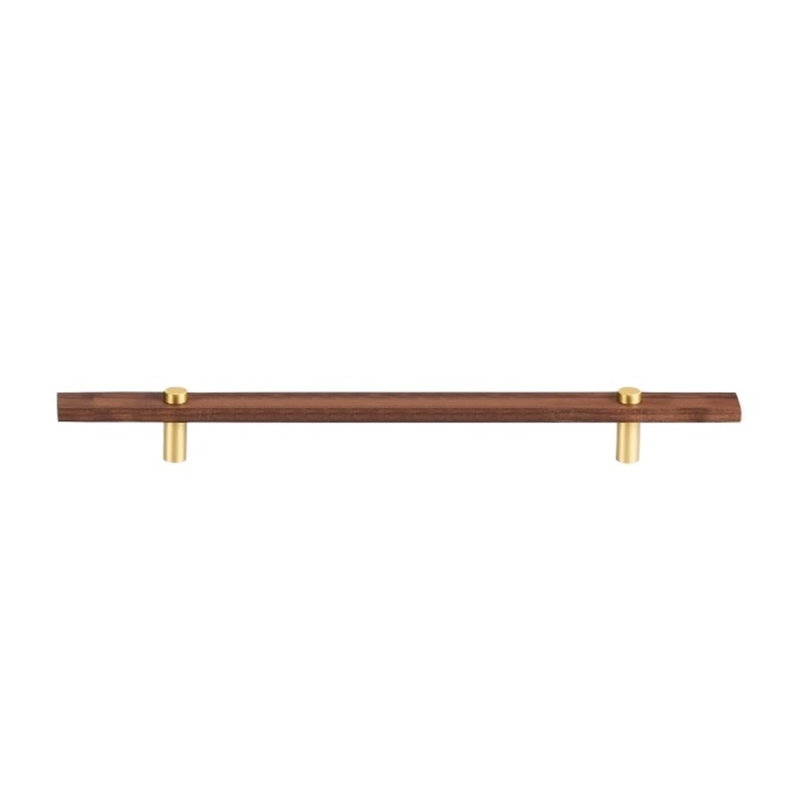 LADFRTYU Wooden Handles 2pcs Walnut Brass Furniture Handles Long Modern Pulls Cupboard Wardrobe Dresser Shoe Box Wine Bar Drawer Cabinet Knobs(L250xW22.5xH36xC160mm-A)
