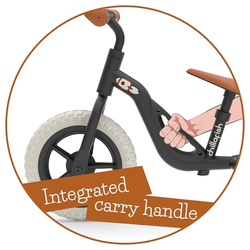 Chillafish Charlie Lightweight Toddler Balance Bike, Balance Trainer for Children 18-48 Months, Learn to Ride with 10-Inch No-Puncture Tires, Adjustable Seat and Carry Handle, Black