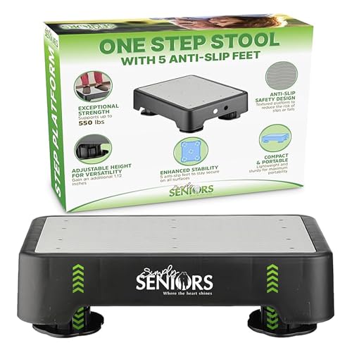 Small Step Stools for Adults - Small Mobility Aid for Seniors - Portable Heavy Duty Plastic Step Platform & Bed Steps for High Beds for Adults - Assist Device for Kitchen Bathroom Toilet - Kids Stool