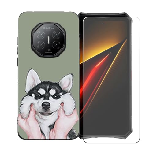 LCEHTOGYE �K�p Doogee S300 Plus +�����K���X�X�N���[���v���e�N�^�[�p�P�[�X�A�K�p Doogee S300 Plus (6,78")�ƌ݊����̂���u���b�N�\�t�gTPU�V���R���Q���P�[�X�ی�J�o�[ LLM8