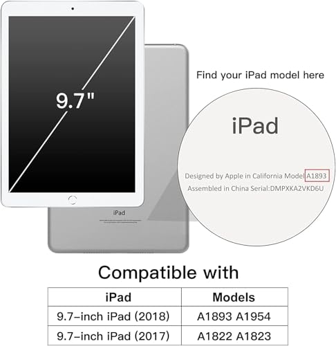 Image of ProElite Smart Flip Case Cover for Apple iPad 9.7 inch 2018 /2017 5th 6th Generation, Clear Soft Back with Pencil Holder, Eiffel