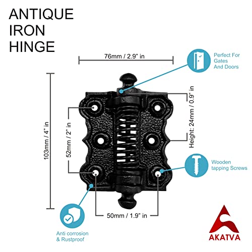 Akatva Self Closing Gate Hinges - Gate Closer Heavy Duty Gate Hinges- Self Closing Metal Gates Hinges - Self Closing Hinges - Auto Close Gate Hinges - Natural Oil Black Finish #TOP3