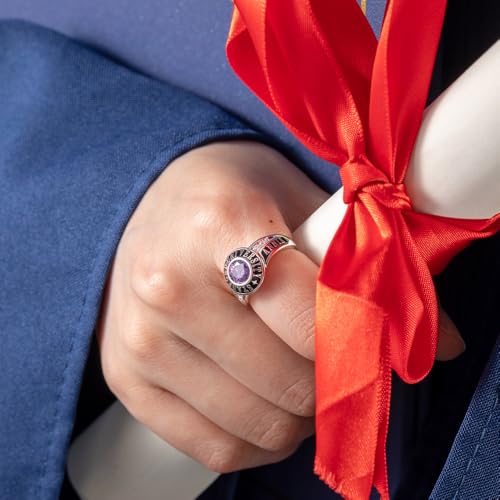 AILIN 925 Sterling Silver/Brass Class Of 2024 2025 Rings For Women Men High School Personalized Birthstone Engraved Graduation Rings College University Jewelry Gifts For Her Teacher3