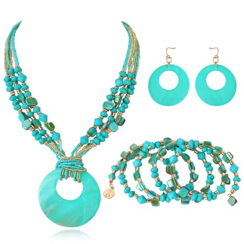 Coiris 4 Pcs Shell Chunky Beaded Jewelry Sets for Women