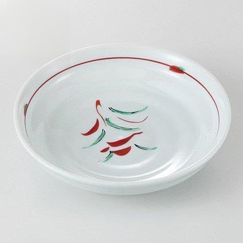 せともの本舗 Set of 10, Red Painting Hana-Rokubei 4.0 Plates, 5.5 x 1.3 inches (14 x 3.4 cm), 6.5 oz (195 g), Serving Plates, Restaurants, Inn, Japanese Tableware, Restaurant, Commercial Use,