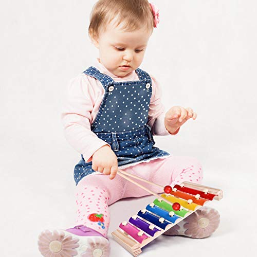 image for FUN LITTLE TOYS Toddler Musical Instrument Toy Set, Wooden Percussion 