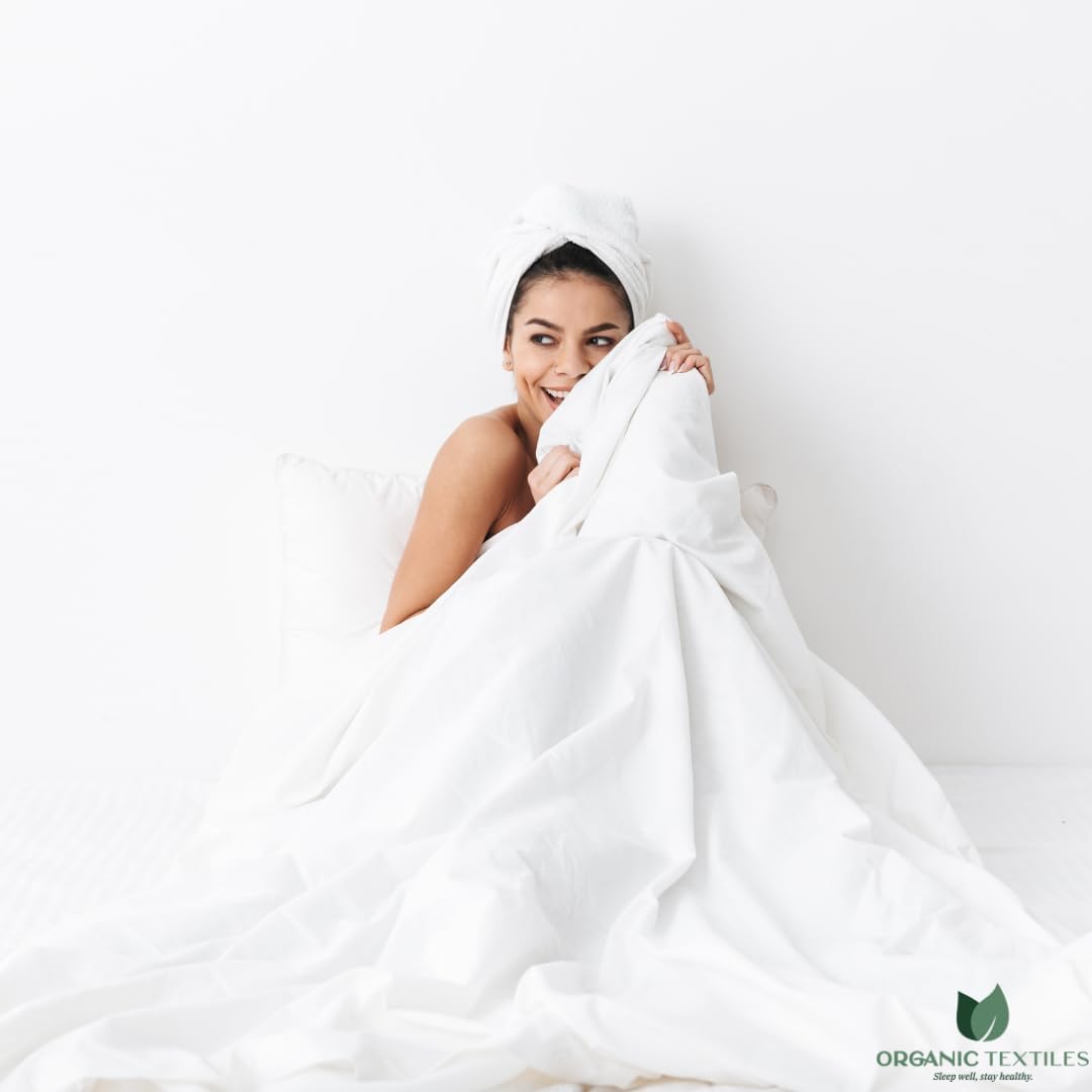 ORGANIC TEXTILES Organic Cotton Premium Quality Bed Sheets - GOTS Certified (White, King, (4 Pc. Set), 350)