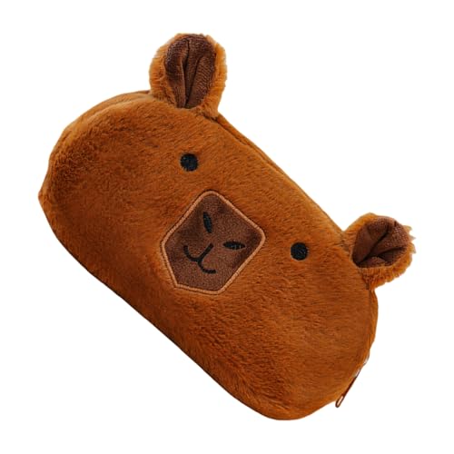 Capybara - Estuche para lápices de gran capacidad, bonito estuche de felpa Capybara | Estuche para lápices con cremallera para suministros escolares y de oficina, organizador de escritorio para