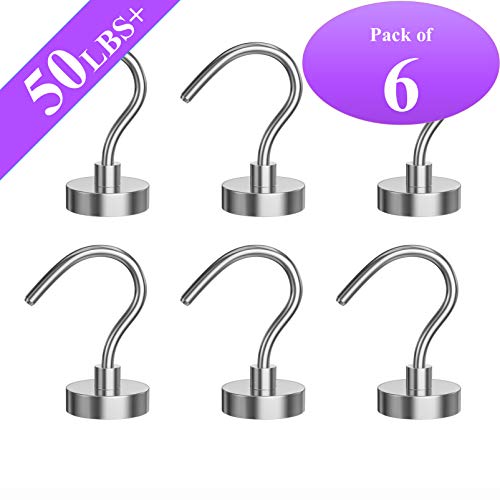 Neosmuk Magnetic Hooks, 50+LBS Large Opening Hook CNC Machined Base,Ideal for Cruise,Grill,Towel,Kitchen Indoor