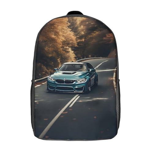 GQmoney Mochila unisex BMW M3 con impresión 3D, mochila de viaje, informal, para portátil, ligera, para hombres, mujeres, niños y niñas, de 17 pulgadas