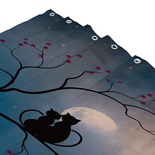 Rideau de douche en polyester noir motif chat 182 x 183 cm