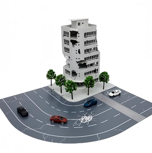 Mycity1: 144, 1:100 Scale Urban Scene, Destroyed Buildings and Roads, Hand Made Model Display Platform