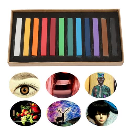 Wax Crayons, Disposable Hair Dyeing Tool with Chalk for Nice Looking Painting, Disposable Hair Dyeing Stick with Chalk Pen for Experiments Family Suitable (12 Colors)