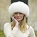 PMIYS Womens Faux Fur Hat Winter Russian Hats Warm Skiing Hat Fluffy Earmuff Hat (01 White, One Size)