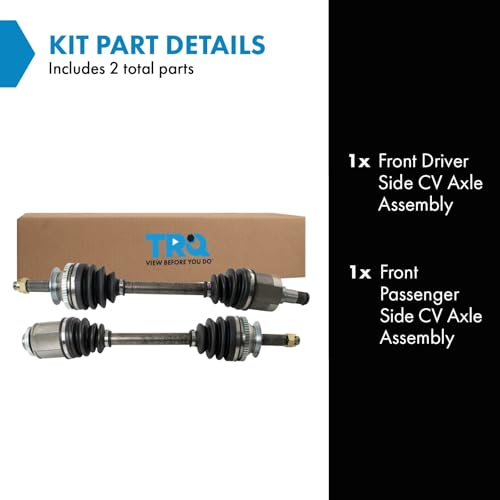 Image of TRQ Front Driver and Passenger Side CV Axle Assembly Set 2 Piece Compatible with 2003-2006 Hyundai Santa Fe V6 3.5L FWD