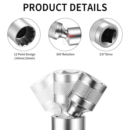 Klucz do Iskier 14mm 16mm, 2 Sztuki Uniwersalny Elastyczny Zestaw Kluczy do Iskier, Magnetyczny Klucz do Iskier Samochodowy, 12-Kątny Magnetyczny Usuwacz Iskier Narzędzie do Samochodów KFZ