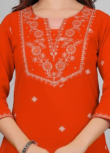 Image of Amayra Women's Pure Cotton Embroidered Straight Kurta Set with Palazzo Pants & Dupatta- Ethnic Wear