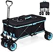 TANGZON Folding Wagon, Collapsible Camping Cart with Removable Cooler Bag,